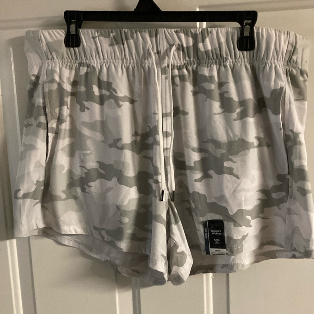 Athletic Works Gray and White Athletic Shorts with Elastic Waistband